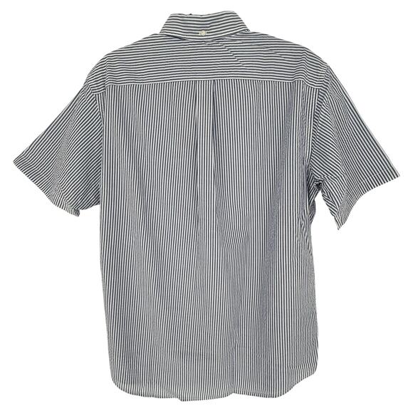 Land's End Men's Seersucker Casual Shirt Button Down Short Sleeve Blue White - Picture 2 of 8